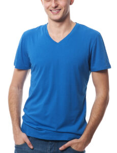 Tricou alb cu decolteu în V – model bărbat